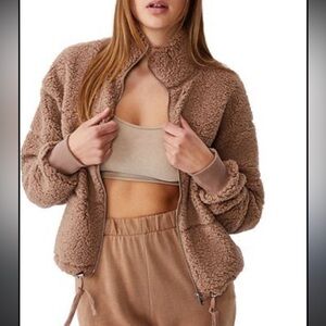 EUC COTTON ON Women's Tatum Zip Thru Teddy jacket Brown